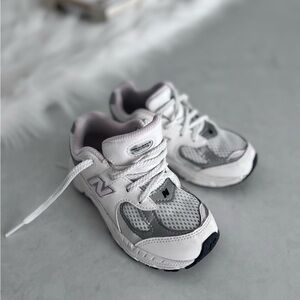 New Balance Kids' White and Gray Sneakers
